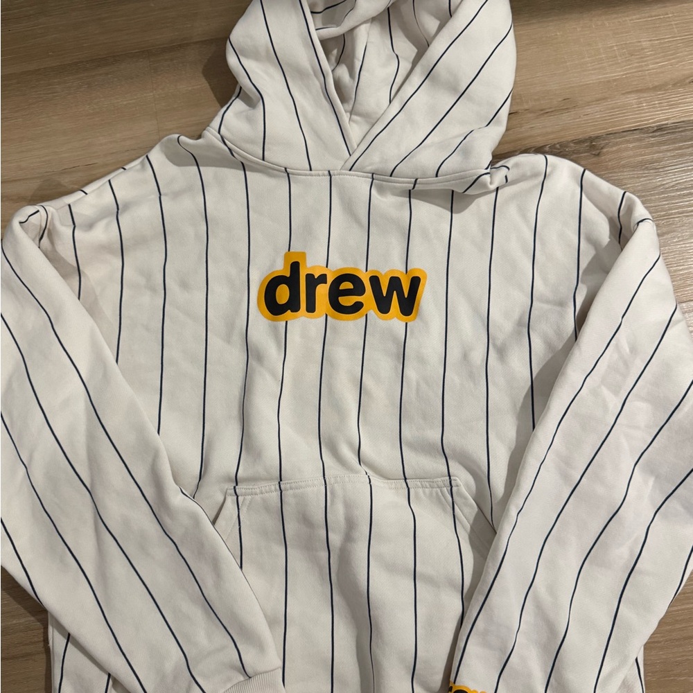 Drew White Striped Hoodie